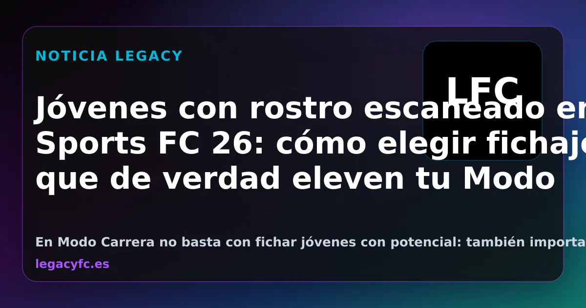 Planificación de fichajes jóvenes con rostro escaneado para una partida de Modo Carrera en EA Sports FC 26.